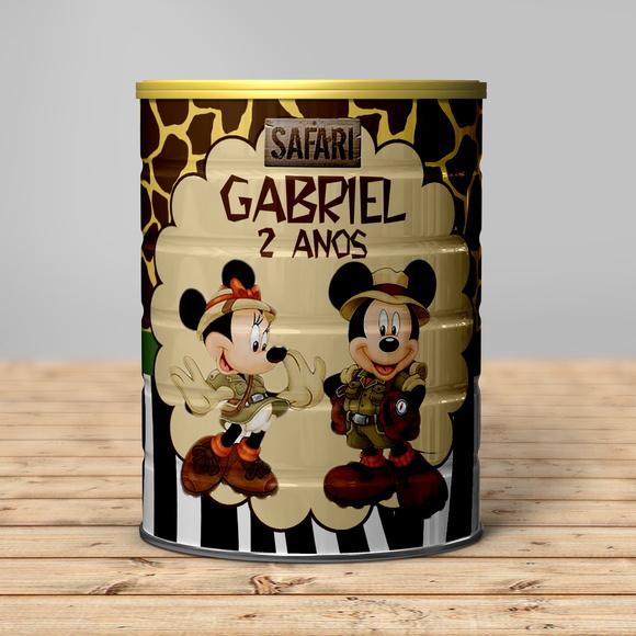 Rótulo para Lata de Leite Mickey Safari