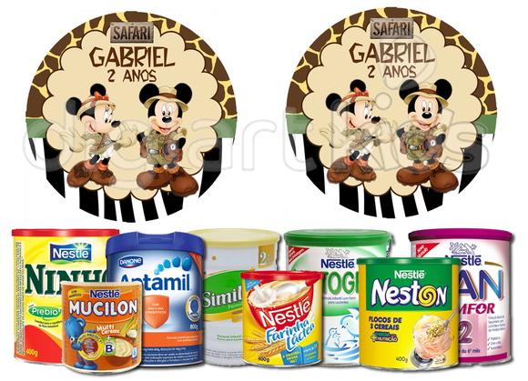 Rótulo para Lata de Leite Mickey Safari
