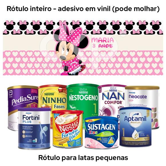 Rótulo para Lata de Leite Minnie Rosa