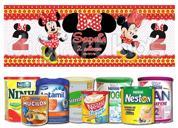 Rótulo para Lata de Leite Minnie Vermelha