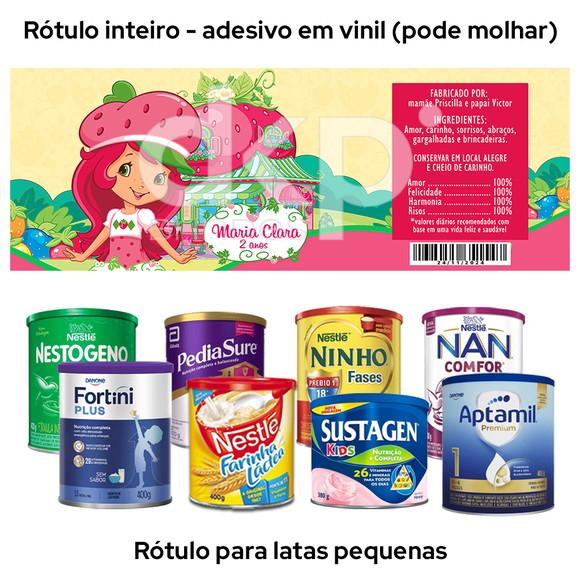 Rótulo para Lata de Leite Moranguinho
