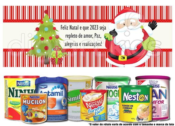 Rótulo para Lata de Leite Natal Papai Noel