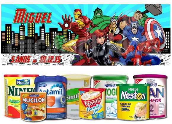 Rótulo para Lata de Leite Os Vingadores Desenho