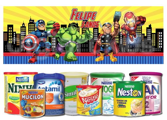 Rótulo para Lata de Leite os Vingadores