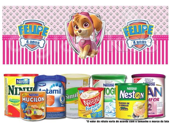 Rótulo para Lata de Leite Patrulha Canina