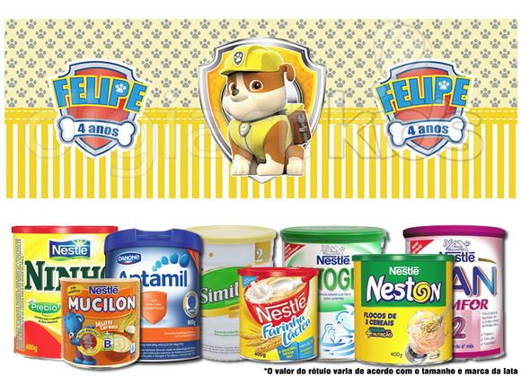 Rótulo para Lata de Leite Patrulha Canina