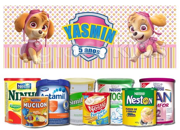 Rótulo para Lata de Leite Patrulha Canina - Skye
