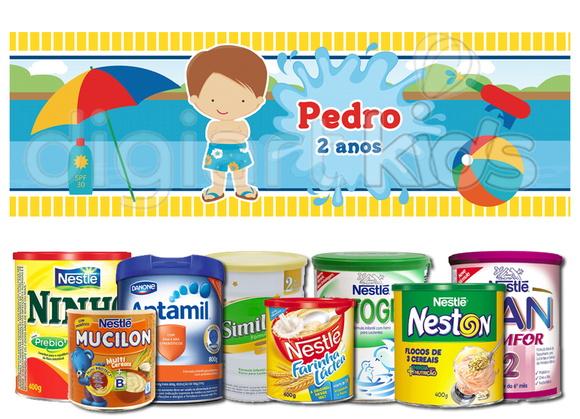 Rótulo para Lata de Leite Pool Party