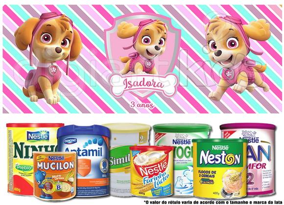 Rótulo para Lata de Leite Skye Patrulha Canina