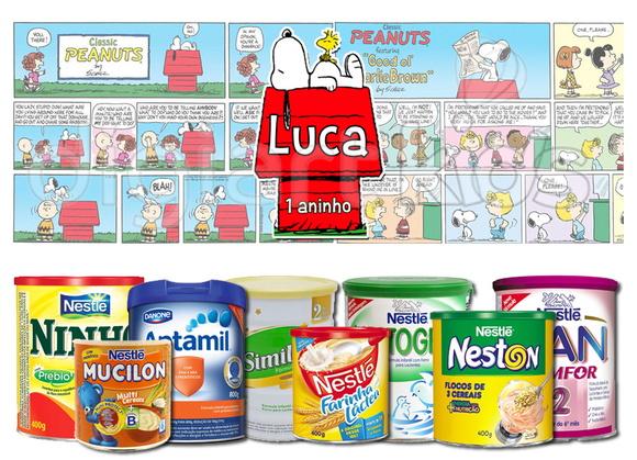 Rótulo para Lata de Leite Snoopy