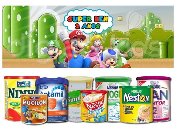 Rótulo para Lata de Leite Super Mário