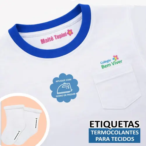 50 Etiquetas Termocolantes para Tecidos Claros e Escuros