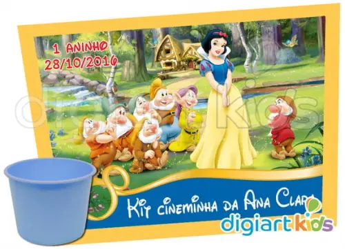 Adesivo para Baldinho de Pipoca Branca de Neve