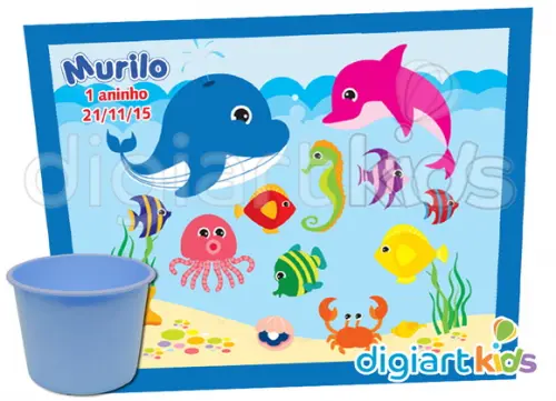 Adesivo para Baldinho de Pipoca Fundo do Mar