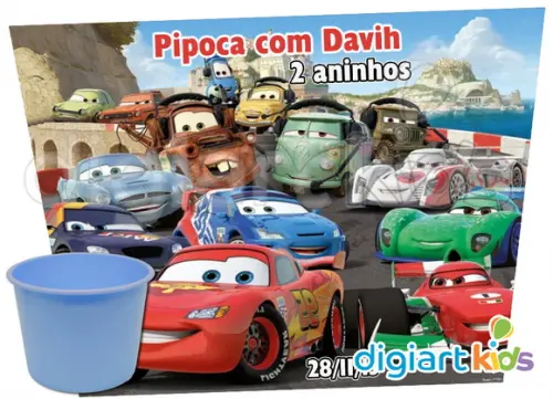 Adesivo para Baldinho de Pipoca Carros