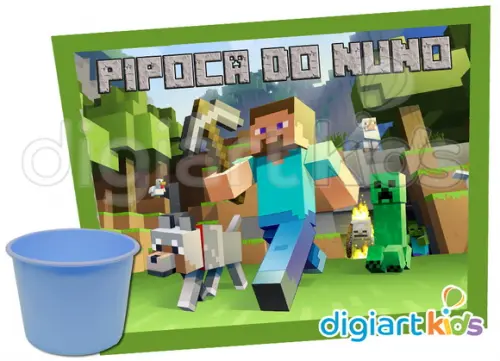 Adesivo para Baldinho de Pipoca Minecraft