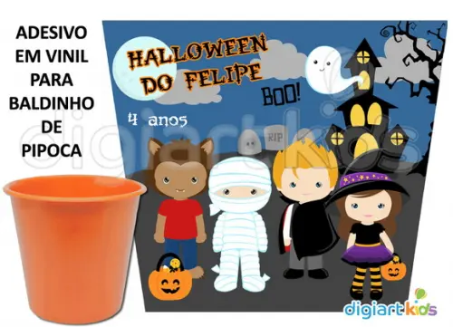 Adesivo para Baldinho de Pipoca Halloween