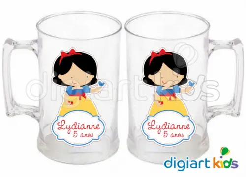 Adesivo para Caneca Branca de Neve e 7 Anões
