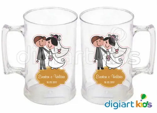 Adesivo para Caneca Casamento Noivinhos