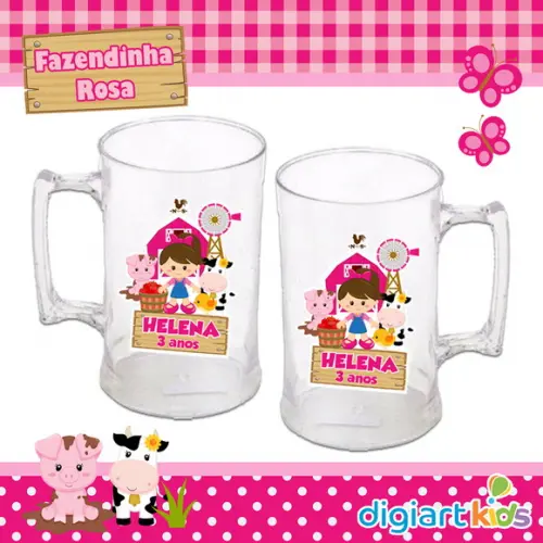 Adesivo para Caneca Fazendinha Rosa