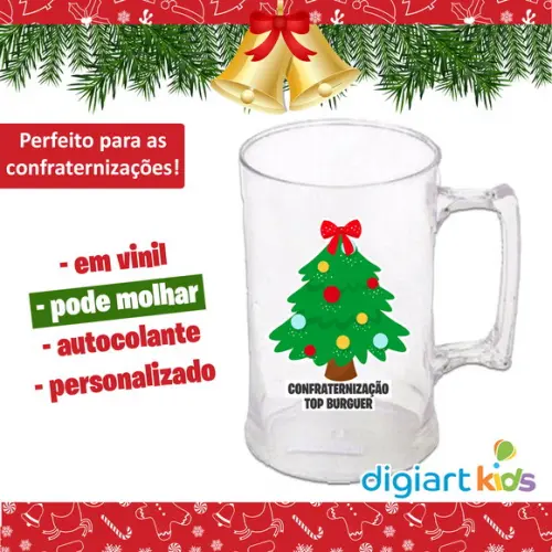 Adesivo para Caneca Natal Papel Noel