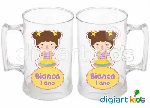 Adesivo para Caneca Palhacinha Circo Rosa
