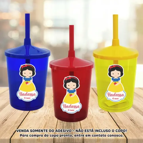 Adesivo para Copo Caneca Long Drink Twister Branca de Neve
