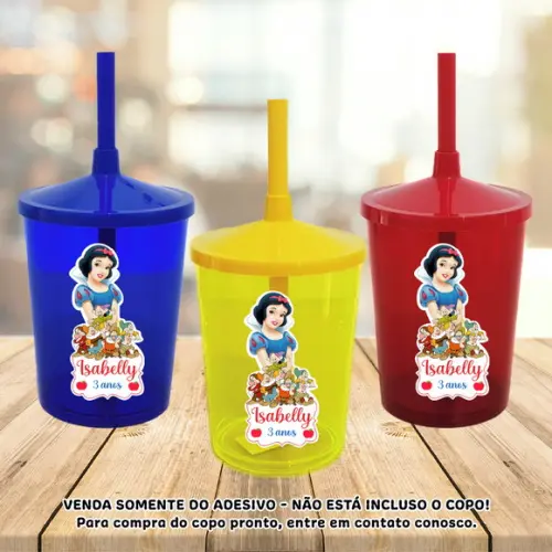 Adesivo para Copo Caneca Long Drink Twister Branca de Neve