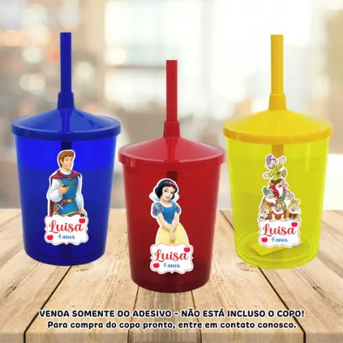Adesivo para Copo Caneca Long Drink Twister Branca de Neve