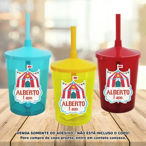 Adesivo para Copo Caneca Long Drink Twister Circo