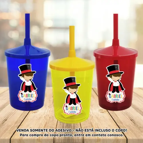Adesivo para Copo Caneca Long Drink Twister Circo Mágico