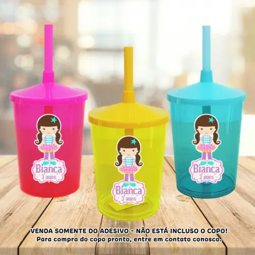 Adesivo para Copo Caneca Long Drink Twister Circo Rosa