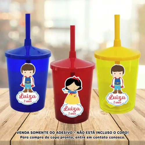Adesivo para Copo Caneca Twister Branca de Neve Cute