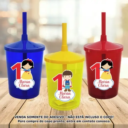 Adesivo para Copo Caneca Twister Branca de Neve Cute