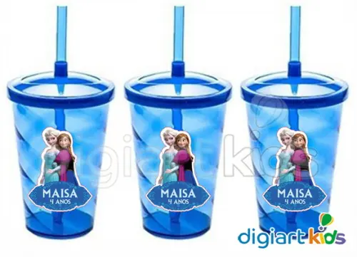 Adesivo para Copo com Canudo Shake Twister Frozen