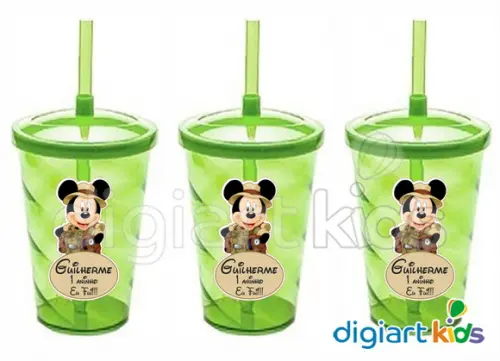 Adesivo para Copo com Canudo Shake Twister Mickey Safari