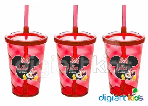 Adesivo para Copo com Canudo Shake Twister Minnie