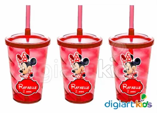 Adesivo para Copo com Canudo Shake Twister Minnie