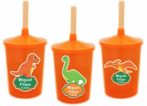 Adesivo para Copo com Canudo Shake Twister Dinossauros