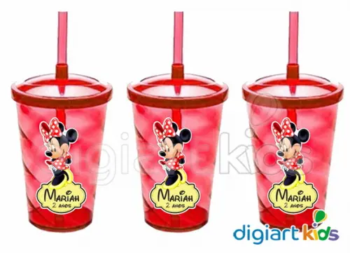 Adesivo para Copo com Canudo Shake Twister Minnie