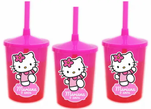 Adesivo para Copo com Canudo Shake Twister Hello Kitty