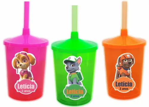 Adesivo para Copo com Canudo Shake Twister Patrulha Canina
