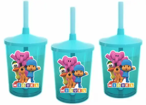 Adesivo para Copo com Canudo Shake Twister Pocoyo