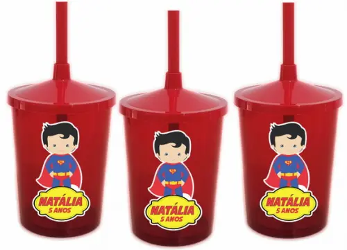 Adesivo para Copo com Canudo Shake Twister Super Homem