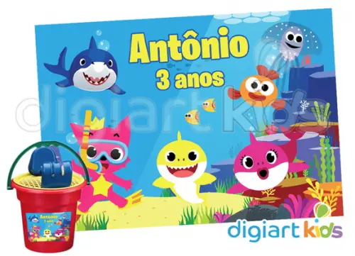 Adesivo Vinil Para Baldinho de Praia Baby Shark