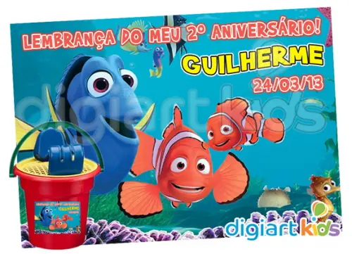 Adesivo Vinil para Baldinho de Praia Nemo + Nome