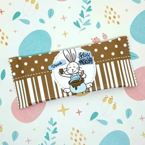 Barra de Chocolate Personalizada Páscoa Marrom e Azul