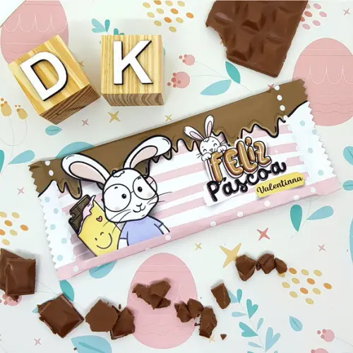 Barra de Chocolate Personalizada Páscoa Rosa