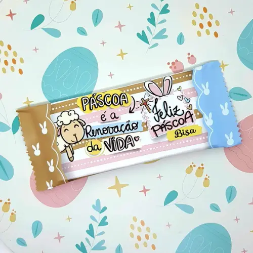 Barra de Chocolate Personalizada Páscoa Renovação da Vida