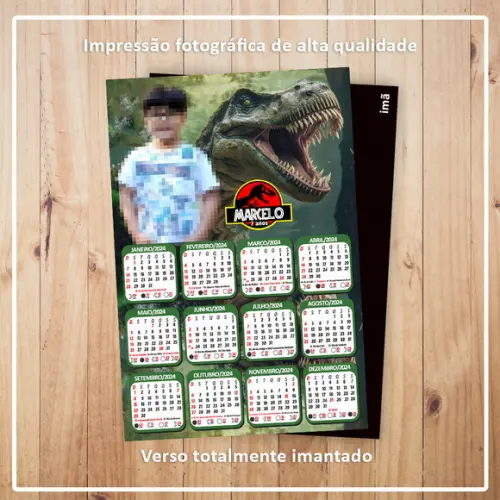 Calendário 10x15 cm com Imã Dinossauros Jurassic